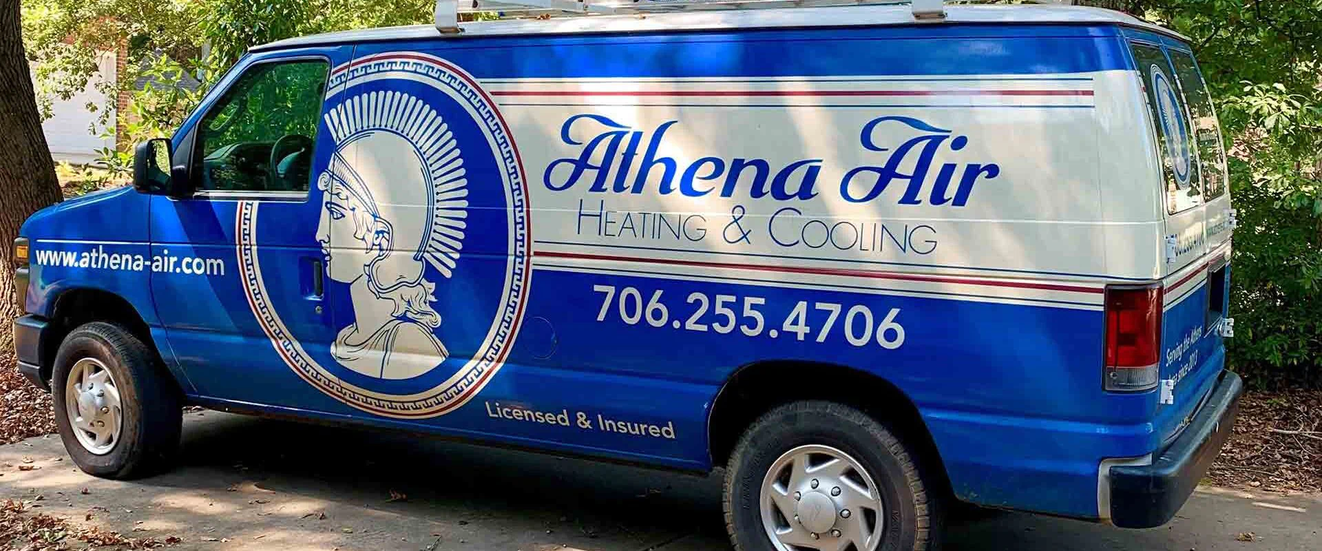 Athena air heating and cooling company van